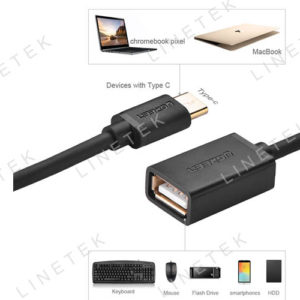 USB TYPE C MALE TO USB2.0 TYPE A FEMALE CHARGE & SYNC CABLE (US154)