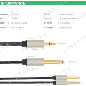3.5MM TO DUAL 6.5MM AUDIO CABLE (AV126)